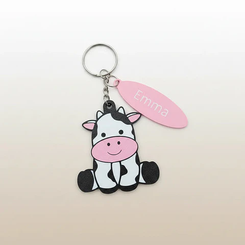Llaveros Souvenir Cumpleaños Vaquita Con Nombre Pack X 10