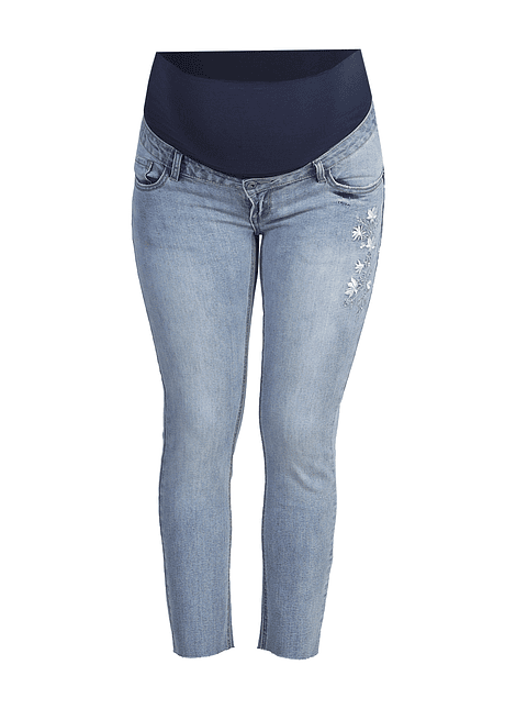 Jeans claro con bordado maternal