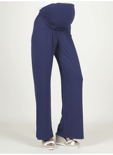Pantalon ancho de crepe azul marino