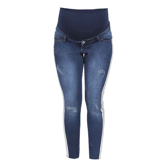 Jeans slim tobillero con tiras