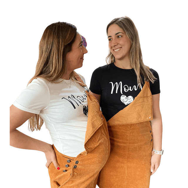 Polera manga corta estampado Mom corazón