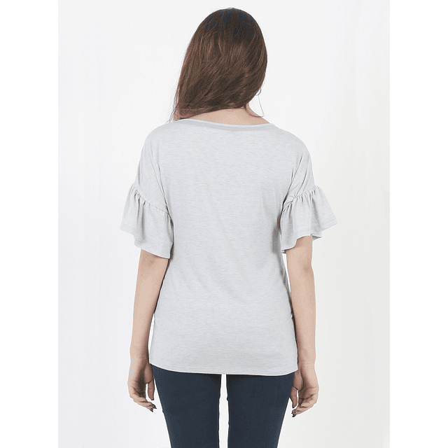 Polera maternal gris mangas volante