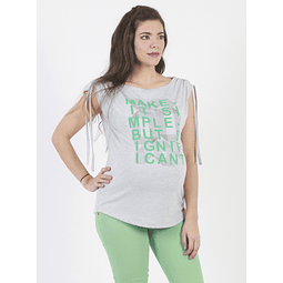 Polera maternal con mangas ajustables gris