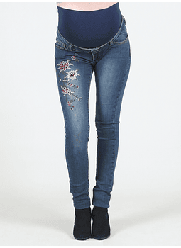 Jeans maternal skinny con bordados