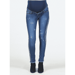 Jeans maternal skinny con flecos