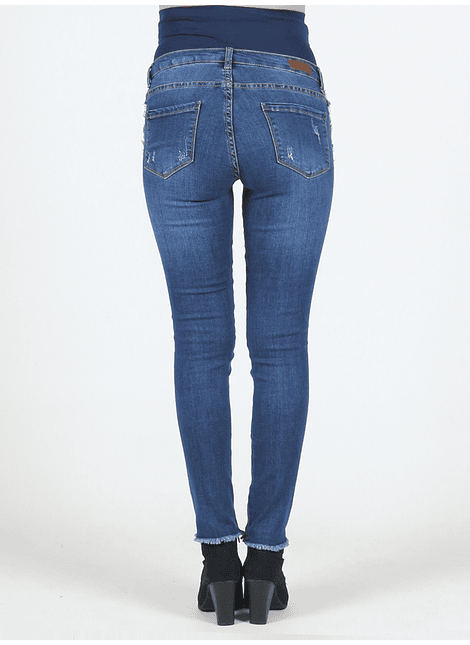 Jeans maternal skinny con flecos