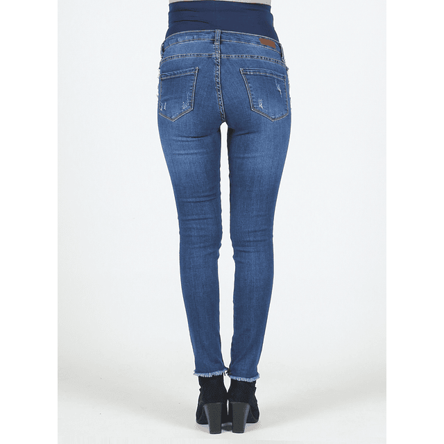 Jeans maternal skinny con flecos