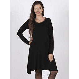 Vestido maternal cuello redondo negro