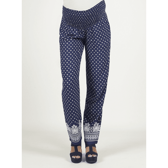 Pantalon ancho estampado con smock