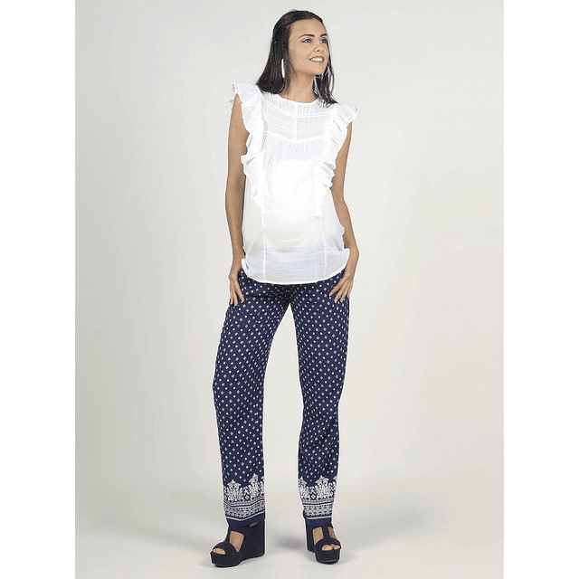 Pantalon ancho estampado con smock