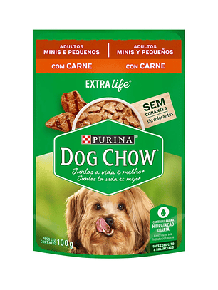Sachet Dog Chow Adulto Minis y Pequeños Sabor Carne 100 gr