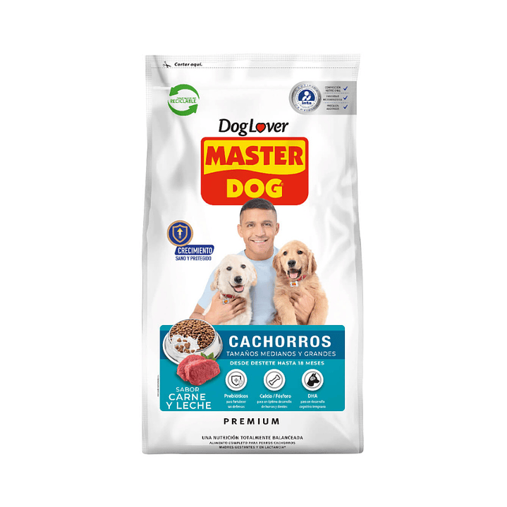 Master Dog Cachorro Tamaños Medianos y Grandes Sabor Carne Leche 18 kg 1