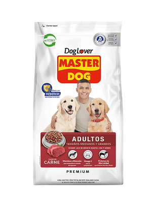 Master Dog Adulto Tamaño Medianos y Grandes Sabor Carne 18 kg 
