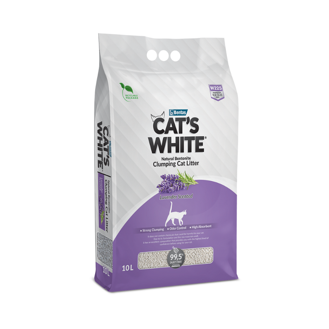 Arena Sanitaria Aglutinante Cat's White Aroma Lavanda 10 lts 1