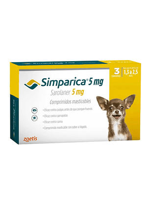 Simparica 3 Comprimido - 1,3 kg a 2,5 kg