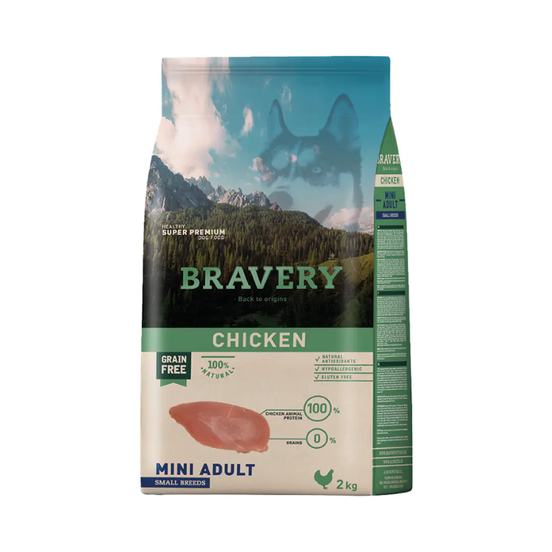 Bravery Mini Adulto Raza Pequeña Pollo 2 kg 1