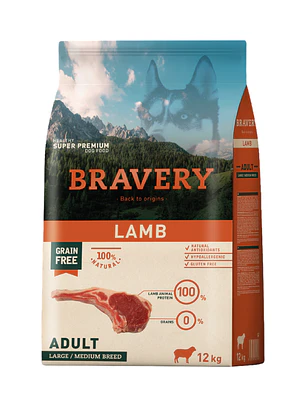 Bravery Perro Adulto Raza Mediana Grande Sabor Cordero 12 kg