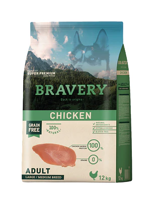Bravery Adulto Raza Mediana Grande Pollo 12 kg