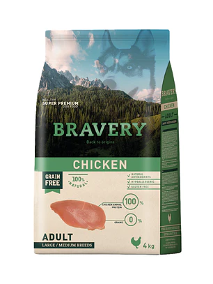 Bravery Adulto Raza Mediana Grande Pollo 4 kg
