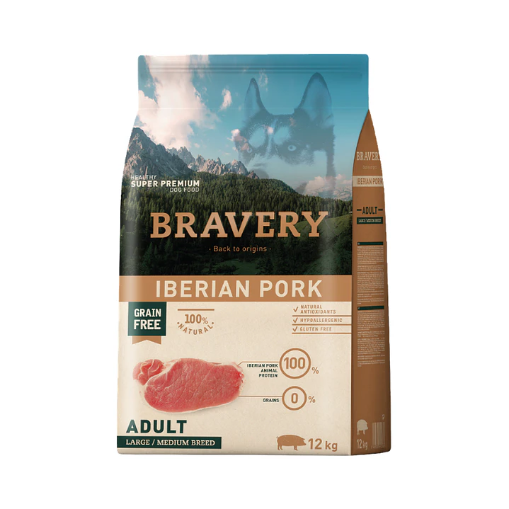 Bravery Adulto Raza Mediana Grande Cerdo Ibérico 12 kg 1
