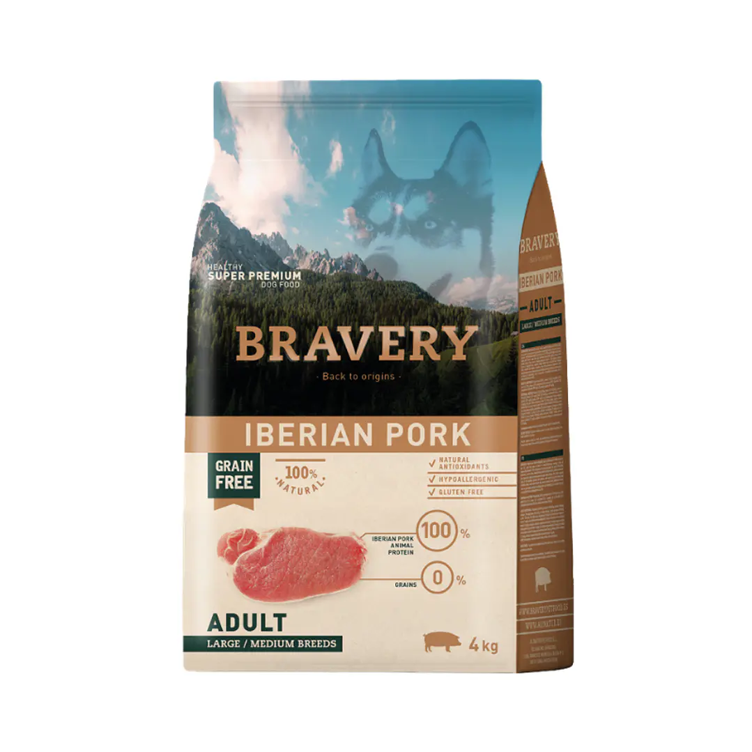 Bravery Adulto Raza Mediana Grande Cerdo Ibérico 4 kg 1