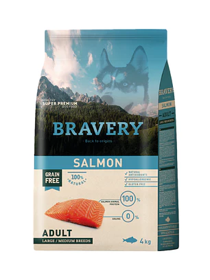 Bravery Adulto Raza Mediana Grande Salmón 4 kg