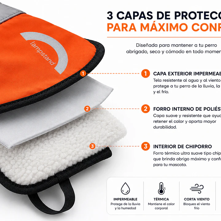 Parka Reflectante impermeable LampStand para perros Talla L 4