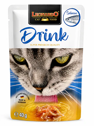 Leonardo Drink con Salmón 40 g – Hidratación Deliciosa para Gatos