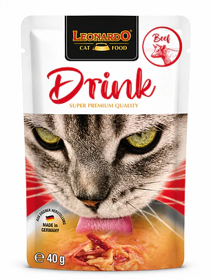 Leonardo Drink con ternera 40 g – Hidratación Deliciosa para Gatos