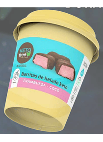 Barra de helado keto vegana frambuesa coco (5 unidades)