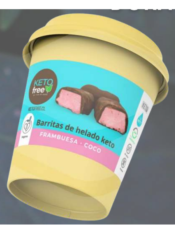 Barra de helado keto vegana frambuesa coco (5 unidades)
