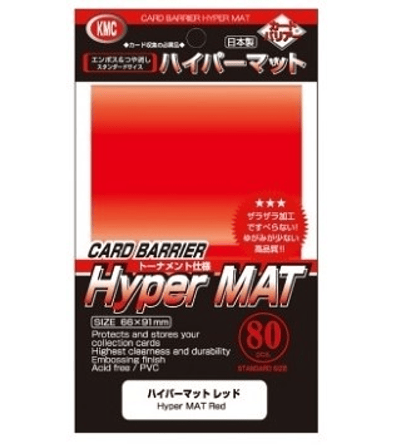 KMC Standard Sleeves - Hyper Mat Red (80 Sleeves)