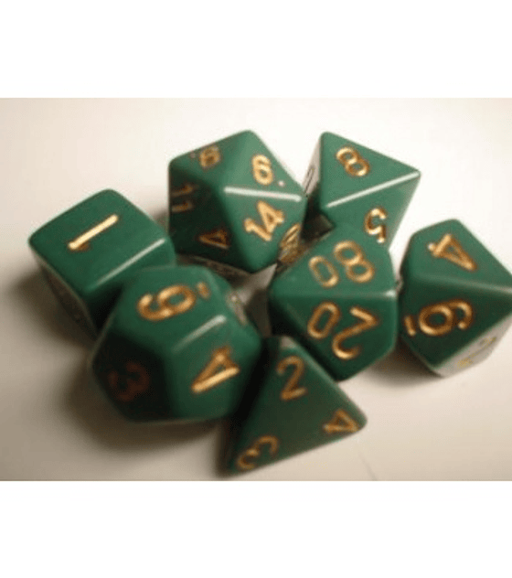 Chessex Opaque Polyhedral 7-Die Sets - Dusty Green w/gold