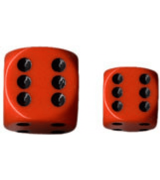 Chessex Opaque 16mm d6 with pips Dice Blocks (12 Dice) - Orange w/black