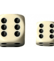 Chessex Opaque 16mm d6 with pips Dice Blocks (12 Dice) - Ivory w/black