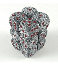 Chessex Speckled 16mm d6 with pips Dice Blocks (12 Dice) - Granite