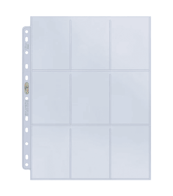 Silver Series 9-Pocket 11-Hole Punch Pages (100ct) for Standard Size Cards
