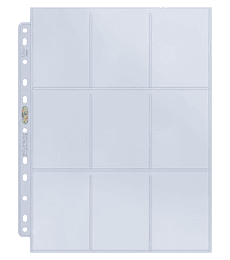Silver Series 9-Pocket 11-Hole Punch Pages (100ct) for Standard Size Cards
