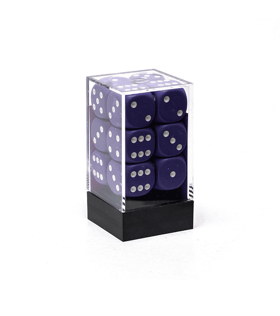 Chessex Opaque 16mm d6 with pips Dice Blocks (12 Dice) - Purple w/white	