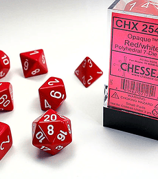 CHESSEX OPAQUE POLYHEDRAL 7-DIE SETS - RED W/WHITE