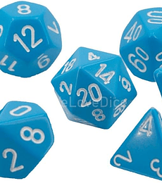 CHESSEX OPAQUE POLYHEDRAL 7-DIE SETS - LIGHT BLUE W/WHITE