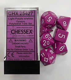 CHESSEX OPAQUE POLYHEDRAL 7-DIE SETS - LIGHT PURPLE W/WHITE