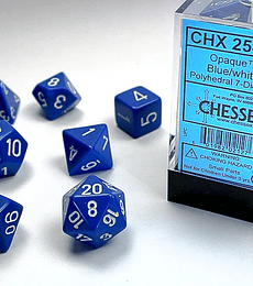 CHESSEX OPAQUE POLYHEDRAL 7-DIE SETS - BLUE W/WHITE