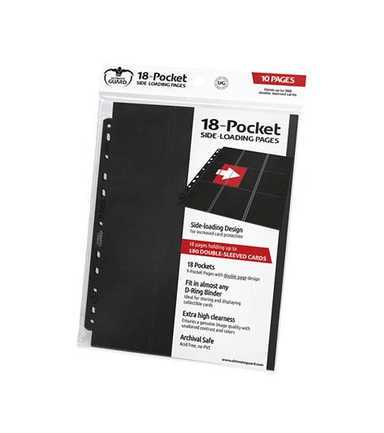 Ultimate Guard 18-Pocket Pages Side-Loading Black (10) Card Binders & Sheets Ultimate Guard