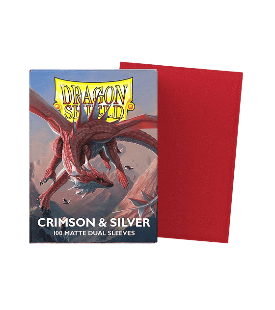 Dragon Shield Sleeves - Standard size - Matte Dual - Crimson & Silver (100 Sleeves)
