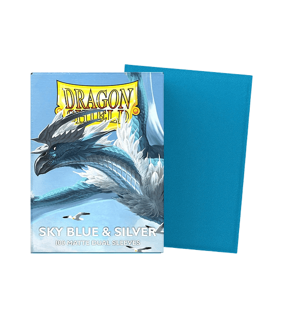 Dragon Shield Sleeves - Standard Size - Matte Dual - Sky Blue & Silver (100 Sleeves)