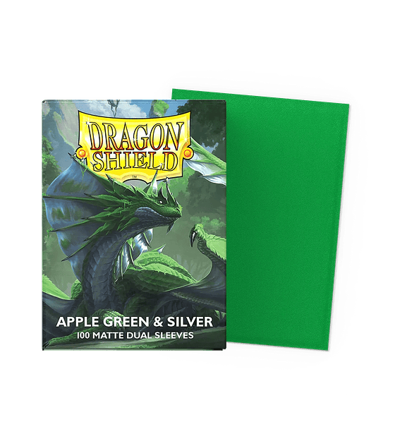 Dragon Shield Sleeves - Standard Size - Matte Dual - Apple Green & Silver (100 Sleeves)