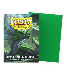 Dragon Shield Sleeves - Standard Size - Matte Dual - Apple Green & Silver (100 Sleeves)