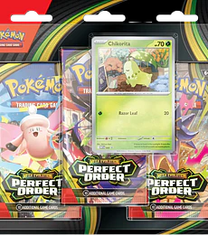 PKM Mega Evolution Perfect Order 3 Pack Blister - EN (Chikorita)