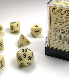 Chessex Opaque Polyhedral 7-Die Sets - Ivory w/black
